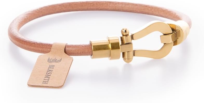 BLKSMITH Leather Bracelet with Gold-Plated Horseshoe Clasp, Color-Changing Natural Cowhide - Image 1